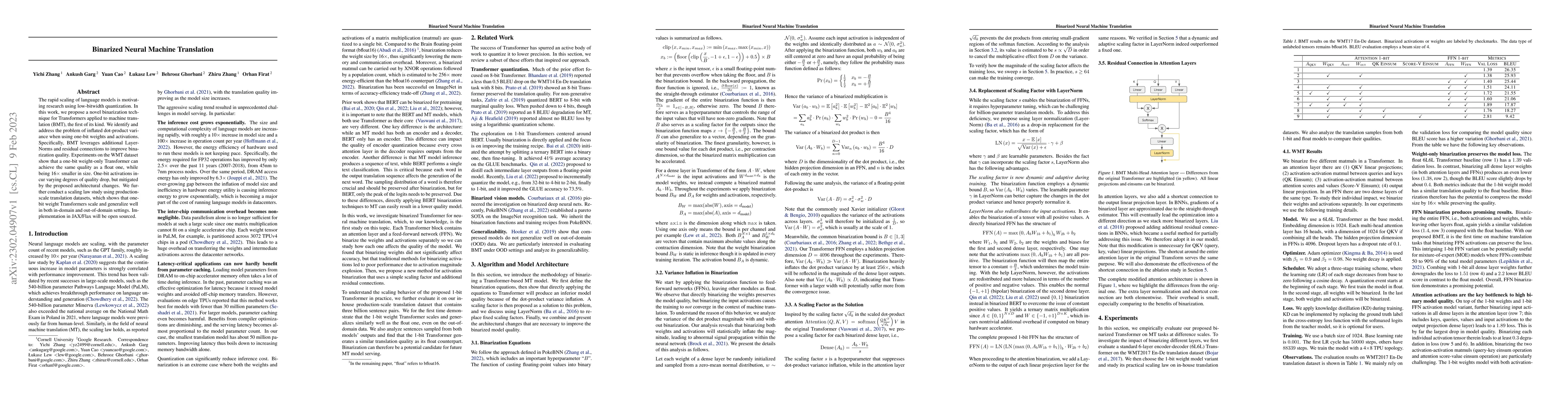 Thumbnail for Binarized Neural Machine Translation