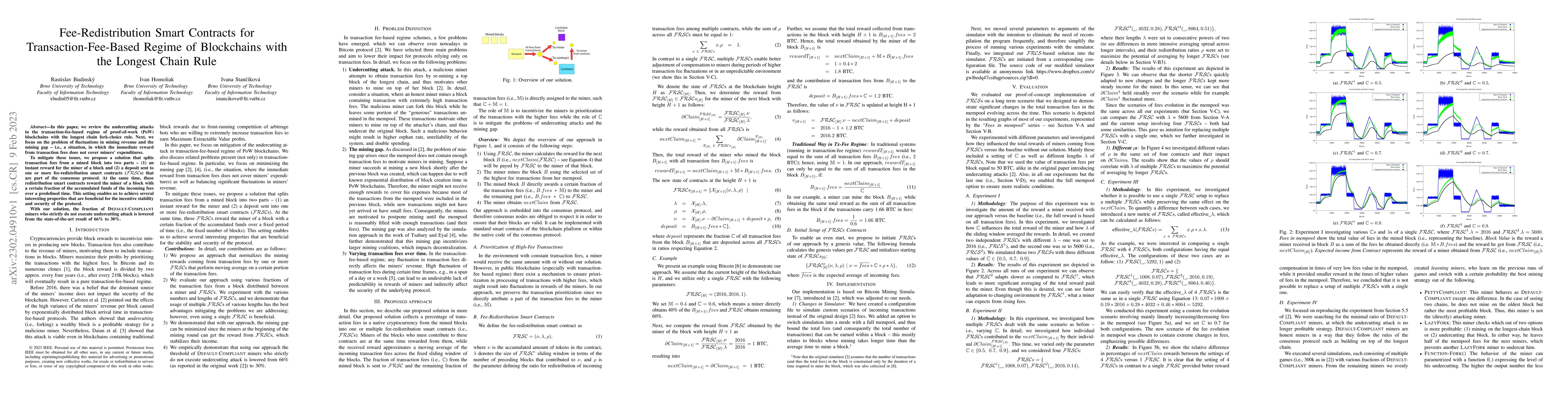 Thumbnail for Fee-Redistribution Smart Contracts for Transaction-Fee-Based Regime of
  Blockchains with the Longest Chain Rule