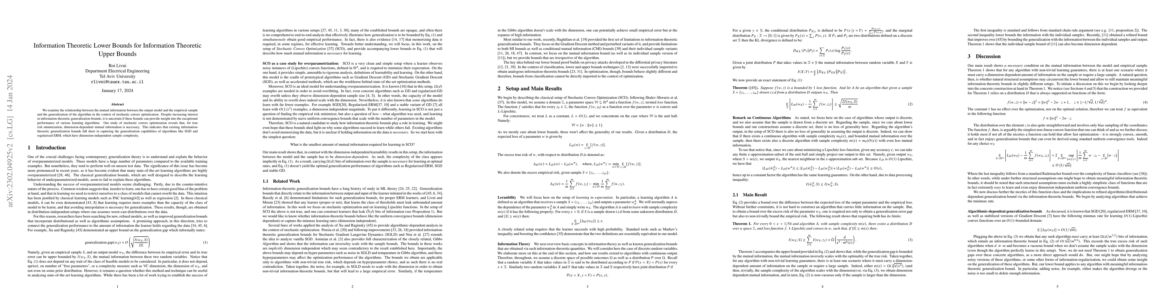 Thumbnail for Information Theoretic Lower Bounds for Information Theoretic Upper
  Bounds