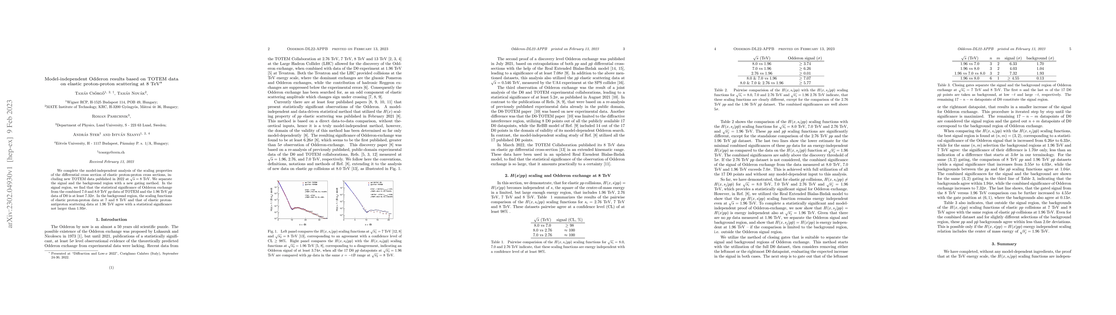 Thumbnail for Model-independent Odderon results based on TOTEM data on elastic
  proton-proton scattering at 8 TeV