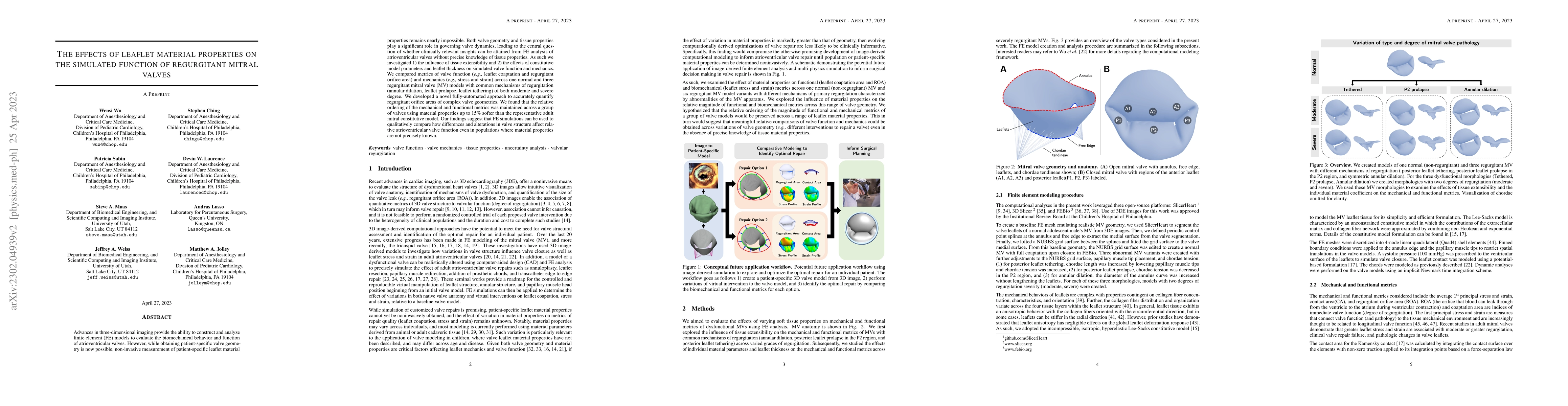 Thumbnail for The effects of leaflet material properties on the simulated function of
  regurgitant mitral valves