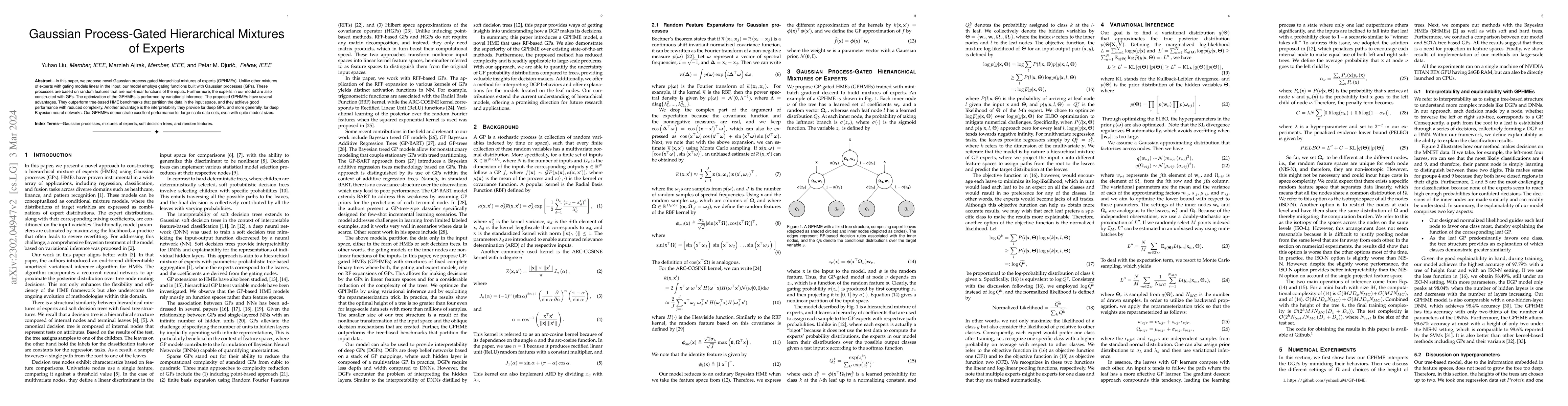 Thumbnail for Gaussian Process-Gated Hierarchical Mixtures of Experts