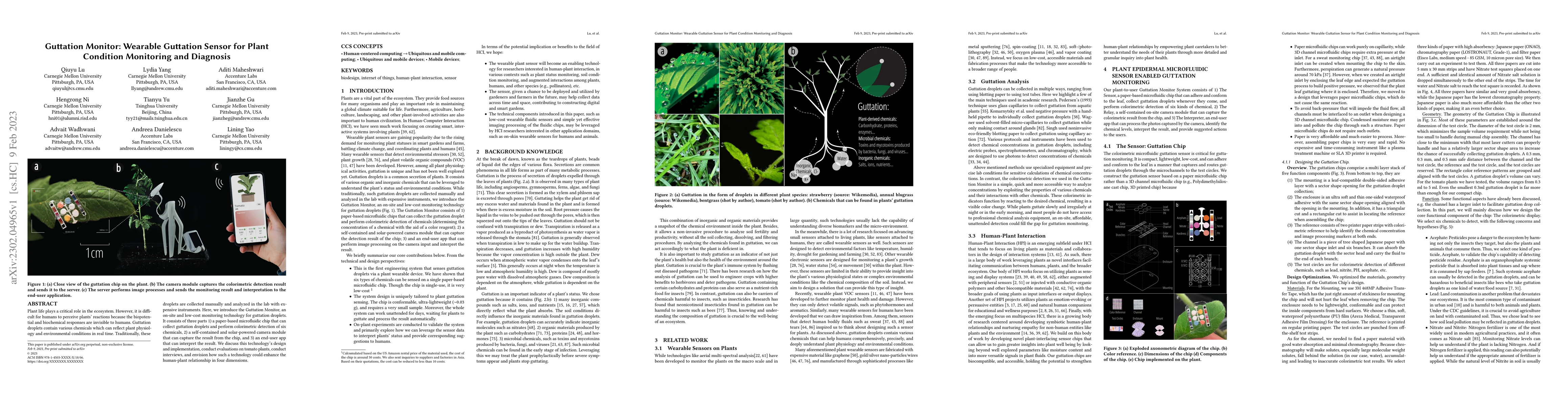 Thumbnail for Guttation Monitor: Wearable Guttation Sensor for Plant Condition
  Monitoring and Diagnosis