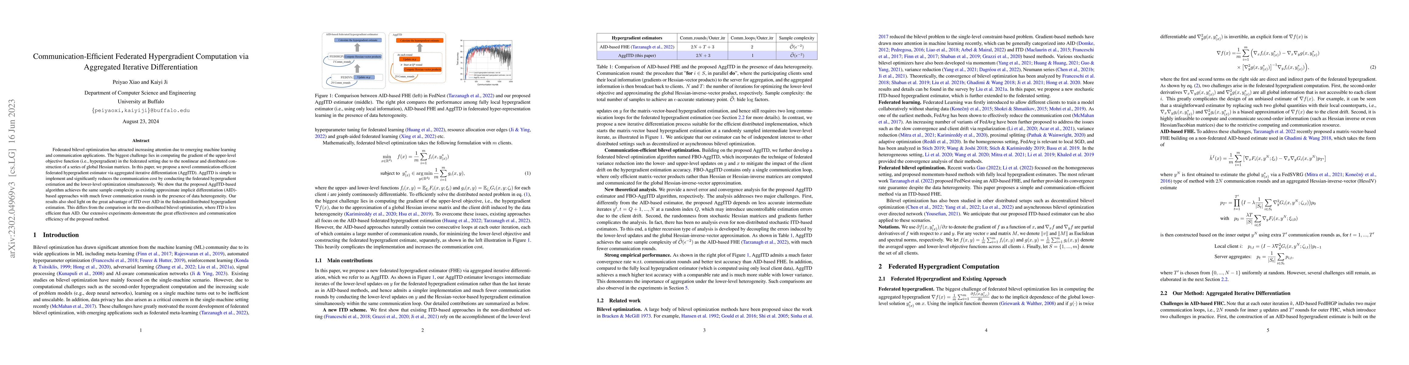 Thumbnail for Communication-Efficient Federated Hypergradient Computation via
  Aggregated Iterative Differentiation