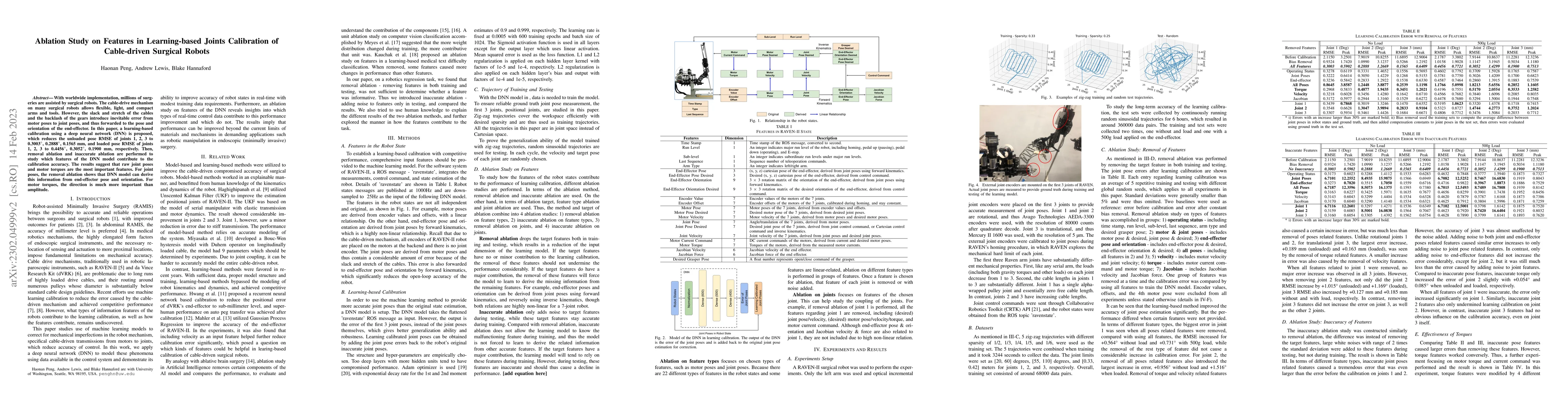 Thumbnail for Ablation Study on Features in Learning-based Joints Calibration of
  Cable-driven Surgical Robots