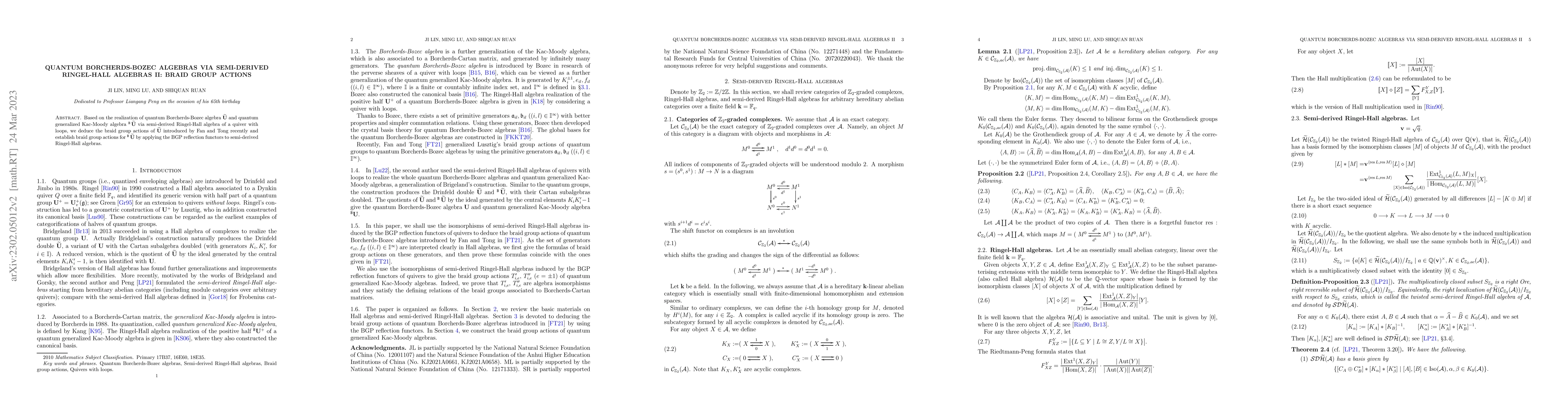 Thumbnail for Quantum Borcherds-Bozec algebras via semi-derived Ringel-Hall algebras
  II: braid group actions