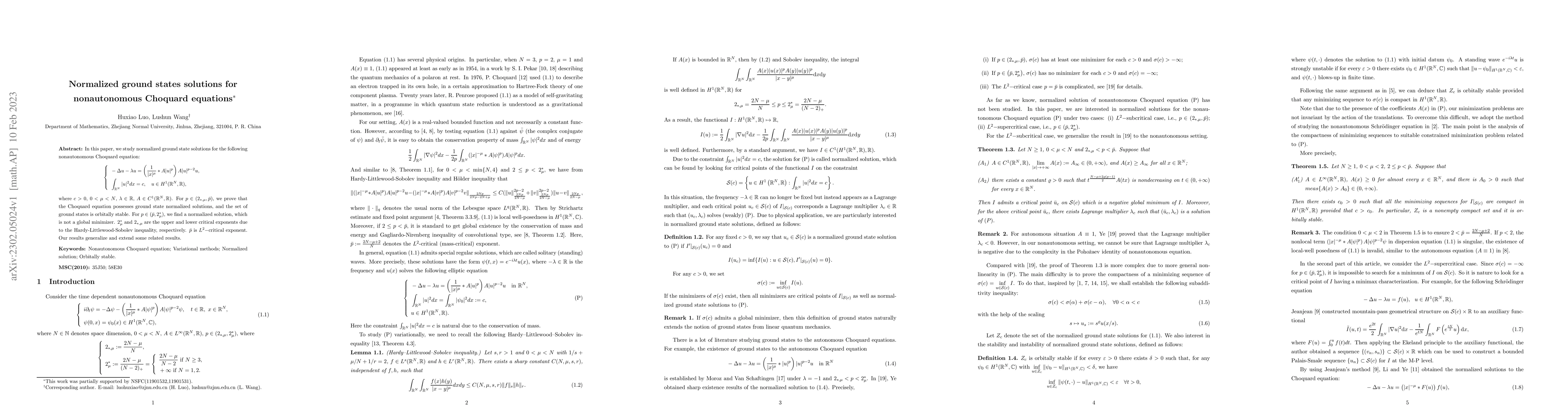 Thumbnail for Normalized ground states solutions for nonautonomous Choquard equations
