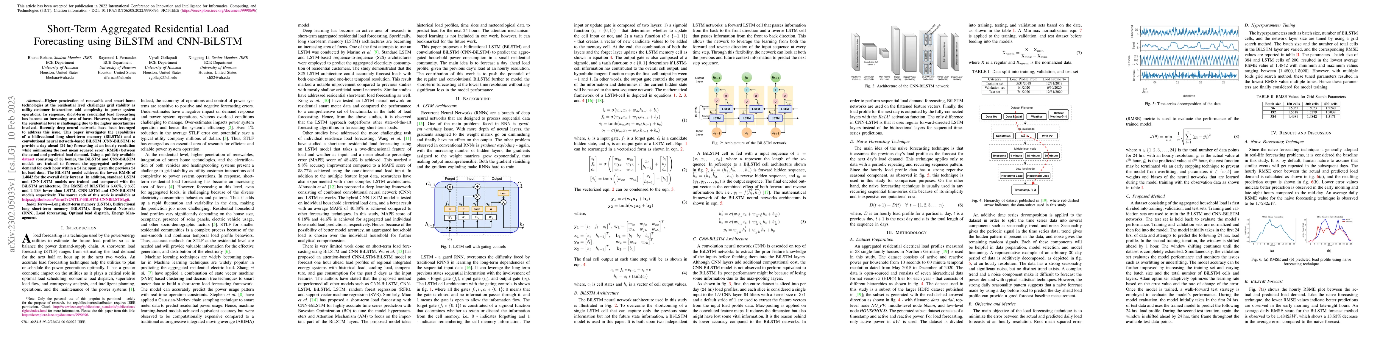 Thumbnail for Short-Term Aggregated Residential Load Forecasting using BiLSTM and
  CNN-BiLSTM