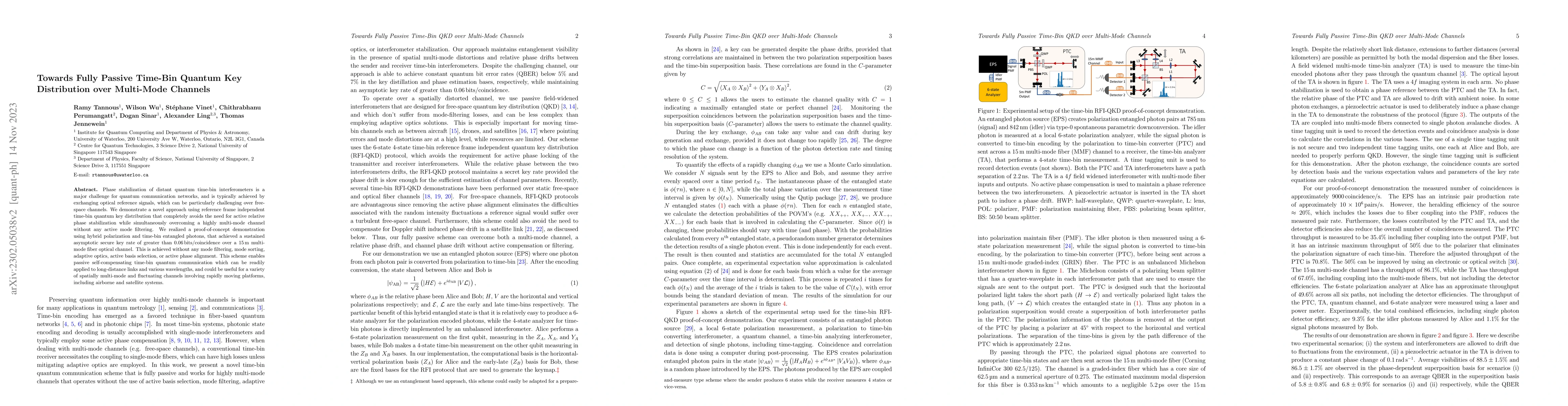 Thumbnail for Towards Fully Passive Time-Bin Quantum Key Distribution over Multi-Mode
  Channels