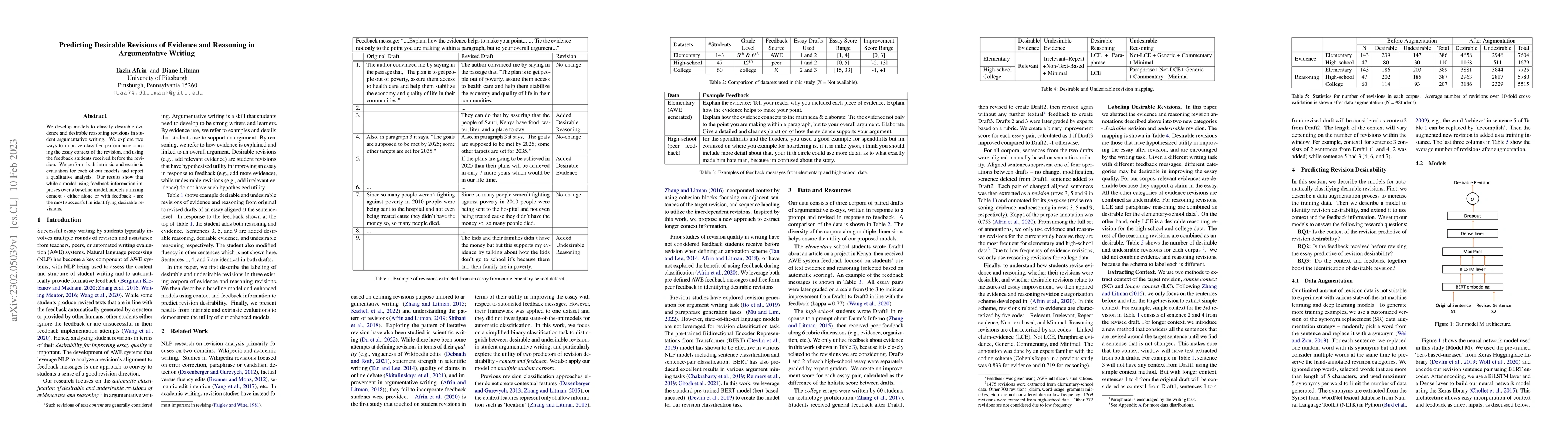 Thumbnail for Predicting Desirable Revisions of Evidence and Reasoning in
  Argumentative Writing