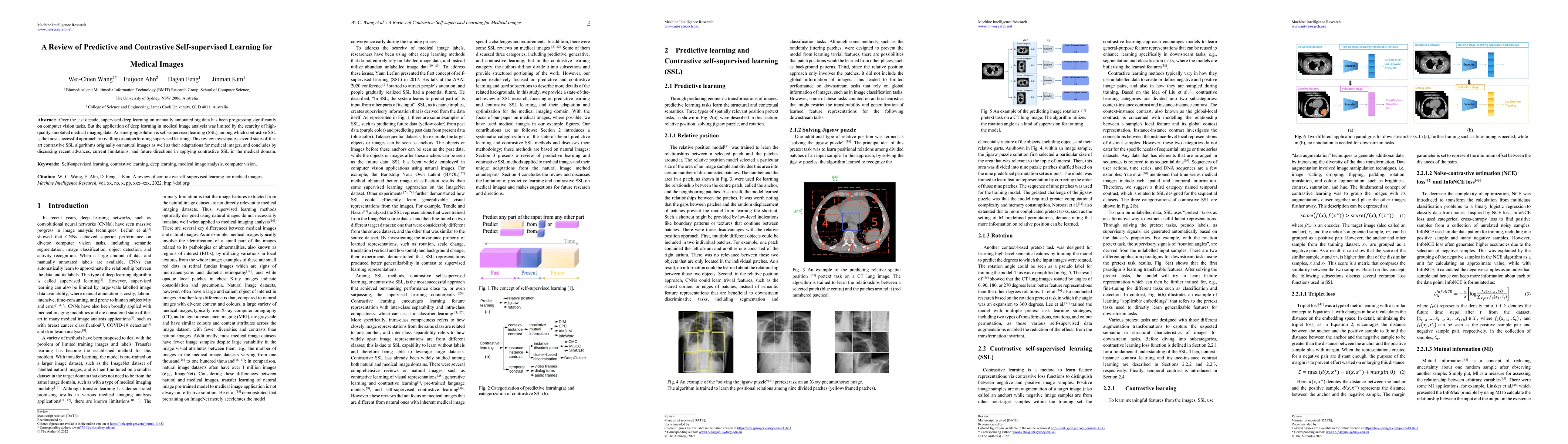 Thumbnail for A Review of Predictive and Contrastive Self-supervised Learning for
  Medical Images