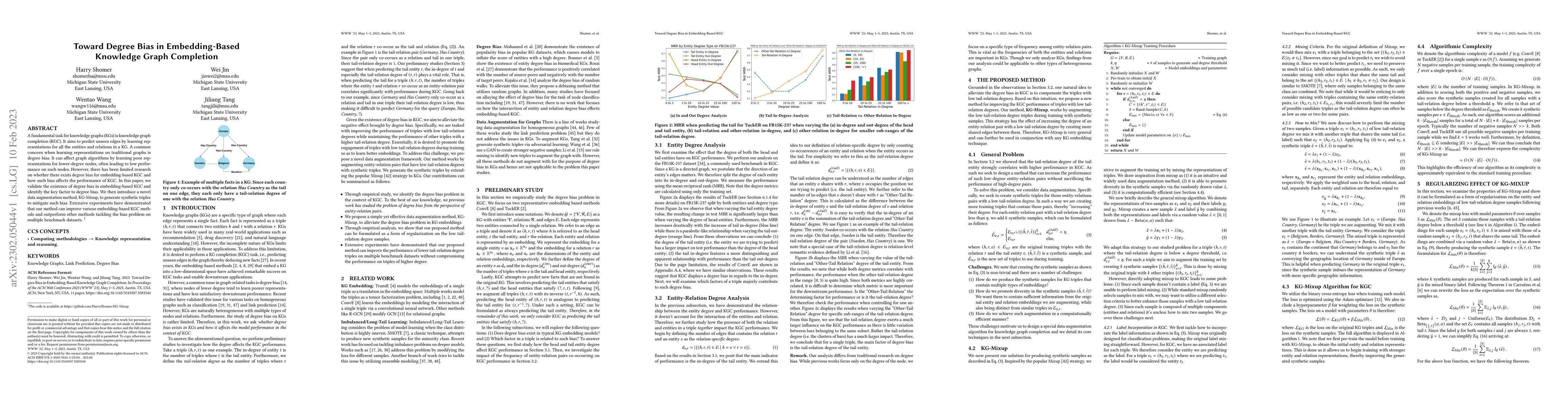 Thumbnail for Toward Degree Bias in Embedding-Based Knowledge Graph Completion