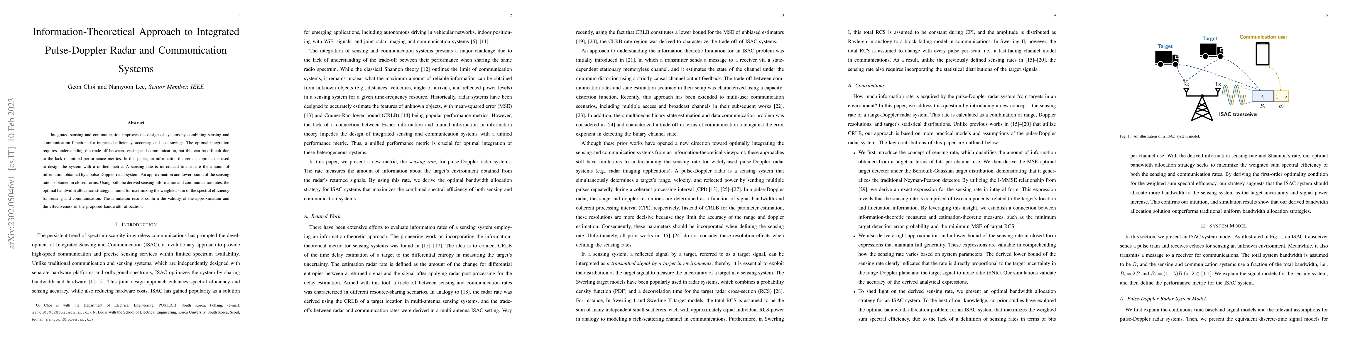 Thumbnail for Information-Theoretical Approach to Integrated Pulse-Doppler Radar and
  Communication Systems