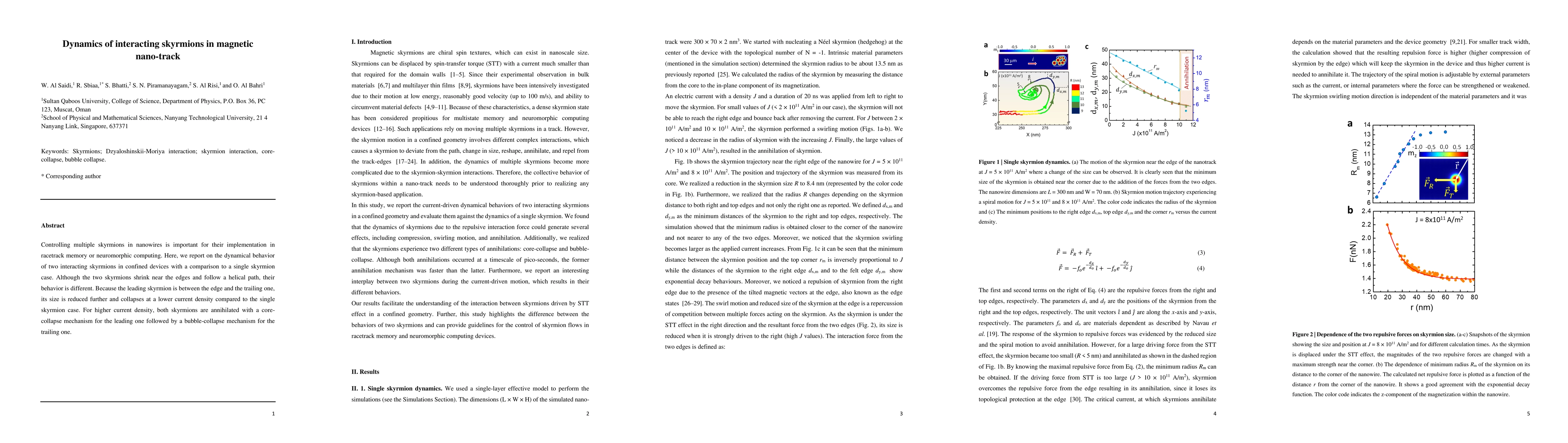 Thumbnail for Dynamics of interacting skyrmions in magnetic nano-track
