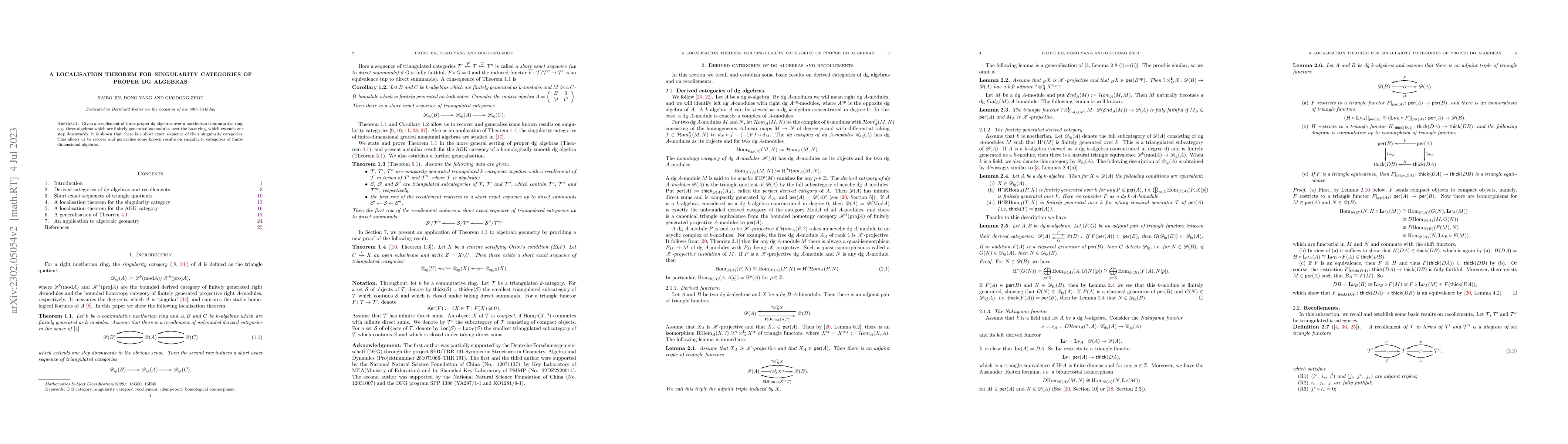 Thumbnail for A localisation theorem for singularity categories of proper dg algebras