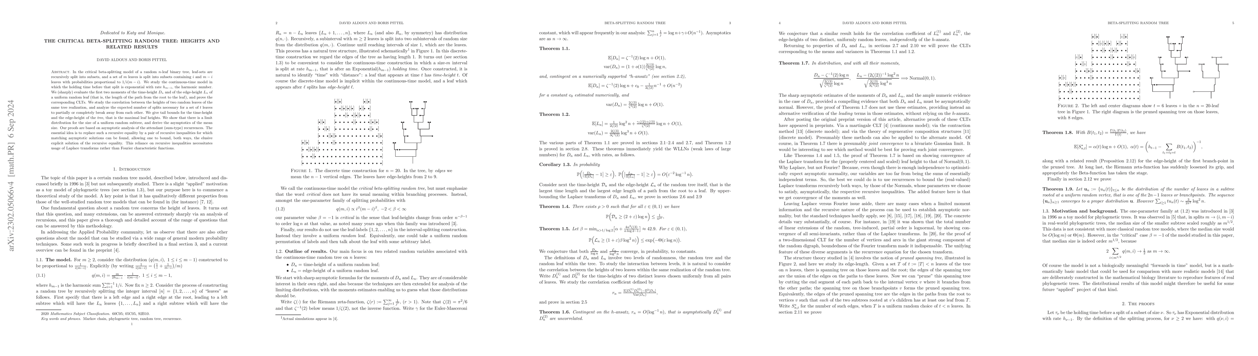 Thumbnail for The Critical Beta-splitting Random Tree: Heights and Related Results