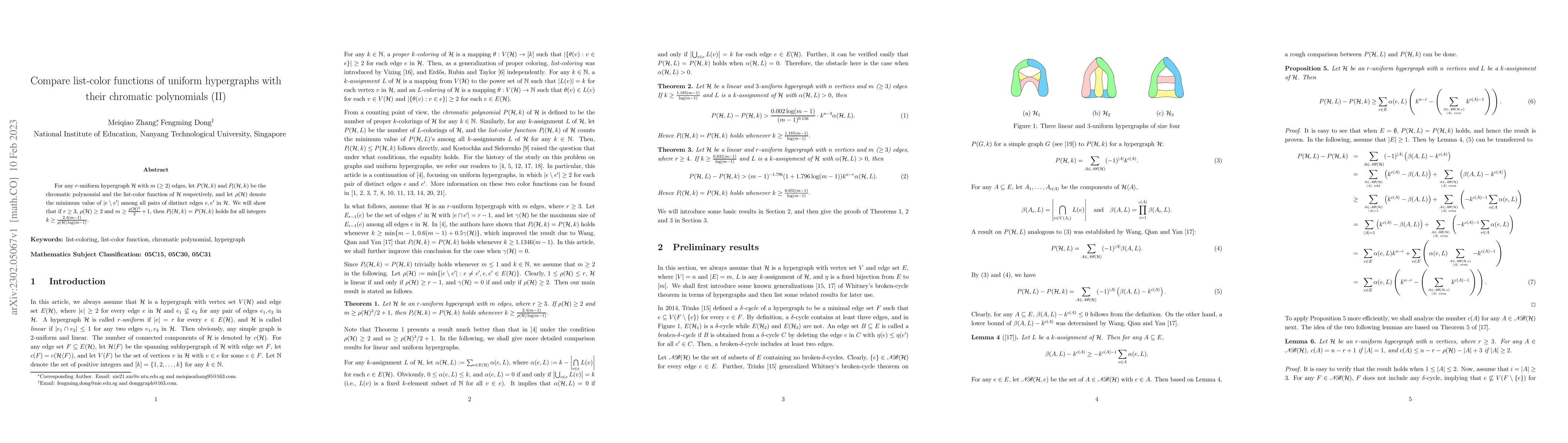 Thumbnail for Compare list-color functions of uniform hypergraphs with their chromatic
  polynomials (II)