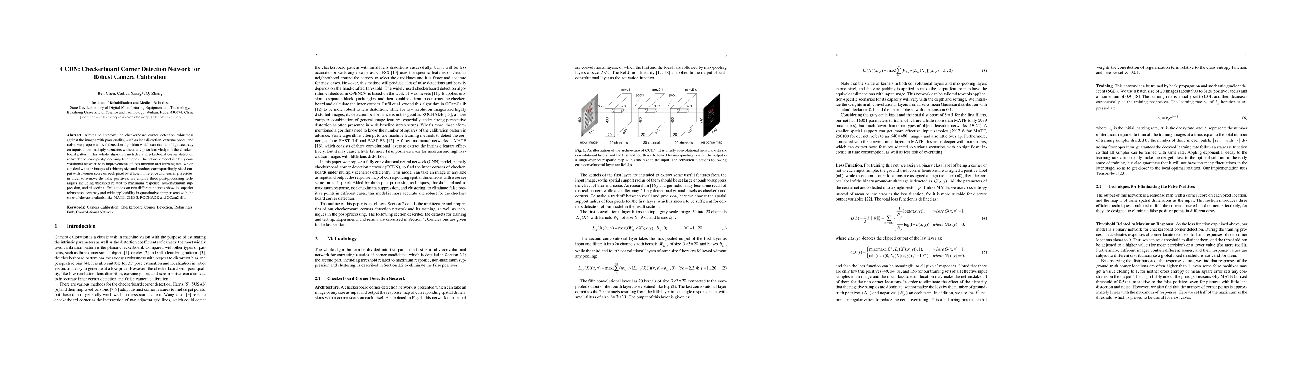 Thumbnail for CCDN: Checkerboard Corner Detection Network for Robust Camera
  Calibration