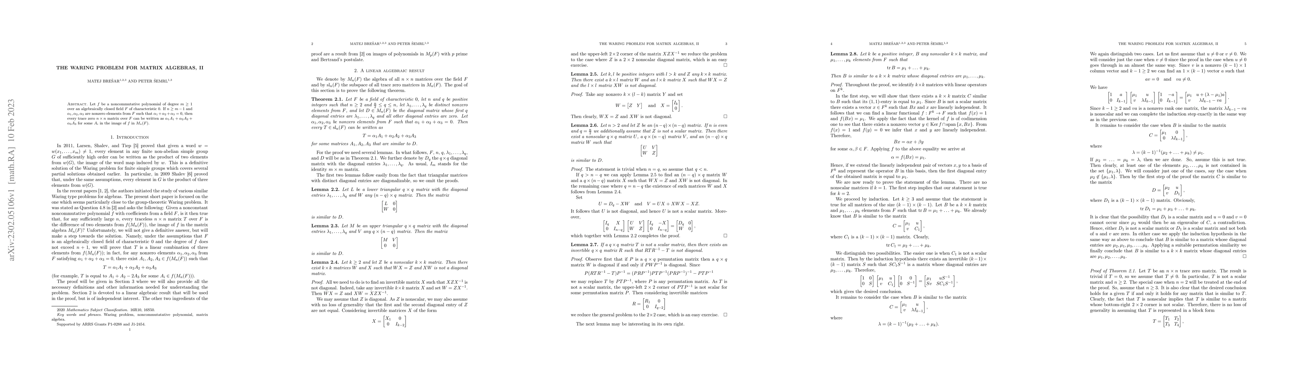 Thumbnail for The Waring Problem for Matrix Algebras, II