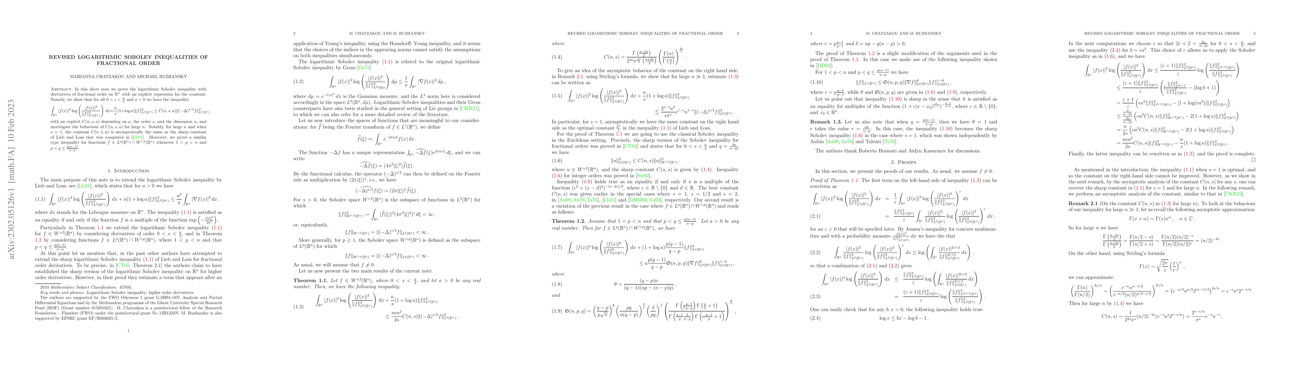 Thumbnail for Revised logarithmic Sobolev inequalities of fractional order