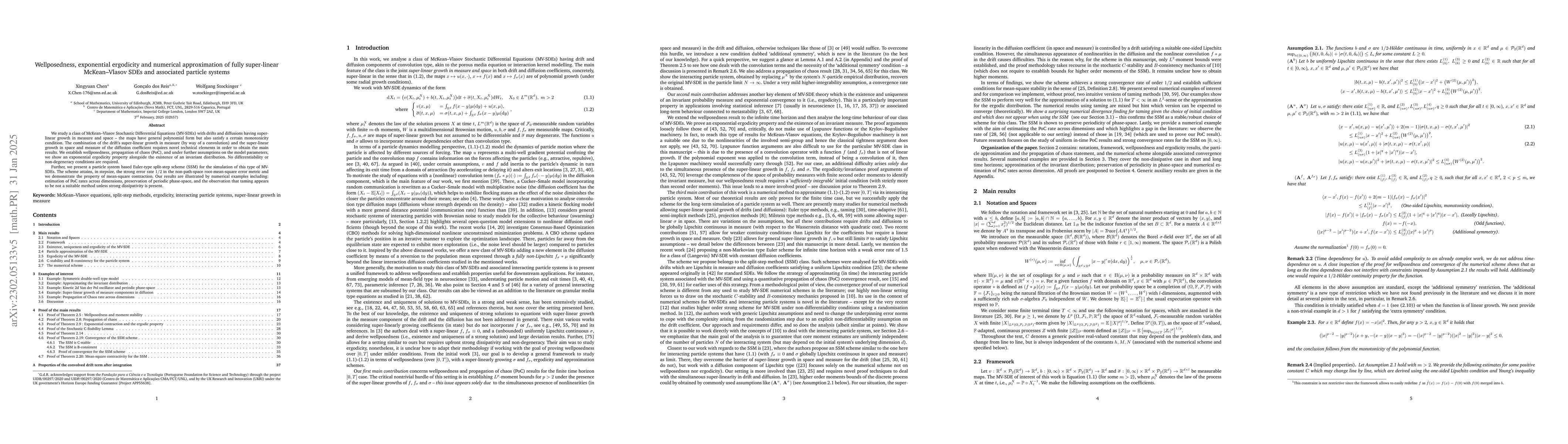 Thumbnail for Wellposedness, exponential ergodicity and numerical approximation of
  fully super-linear McKean--Vlasov SDEs and associated particle systems