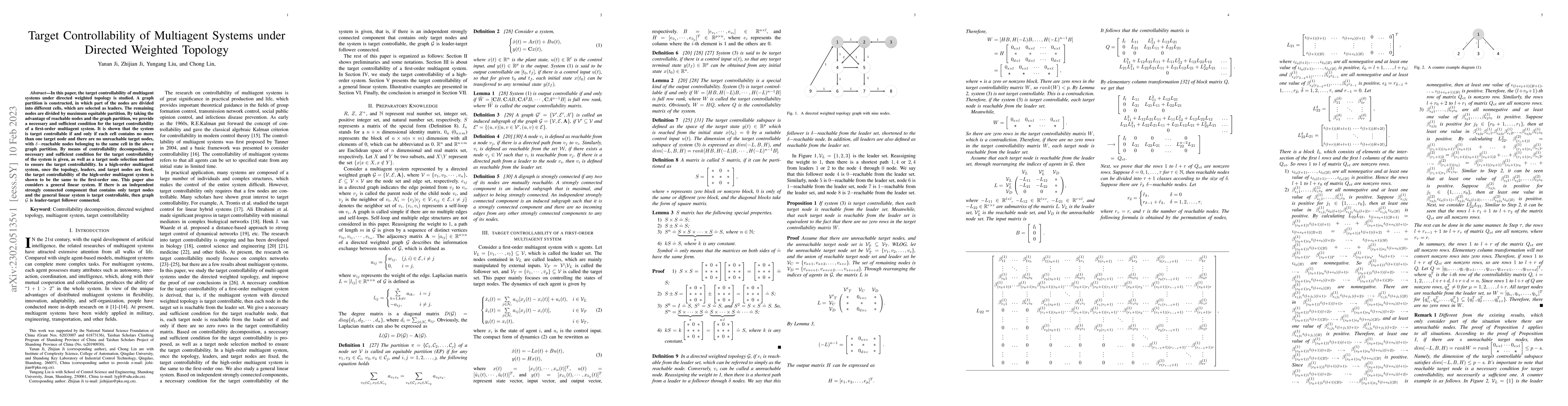 Thumbnail for Target Controllability of Multiagent Systems under Directed Weighted
  Topology