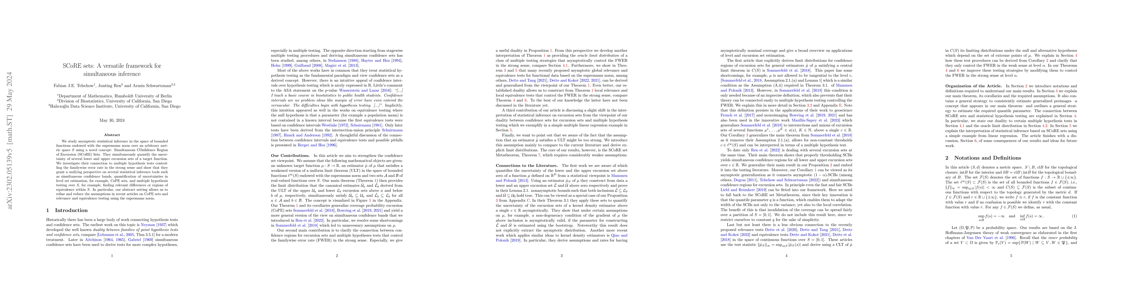 Thumbnail for SCoRE Sets: A Versatile Framework for Simultaneous Inference