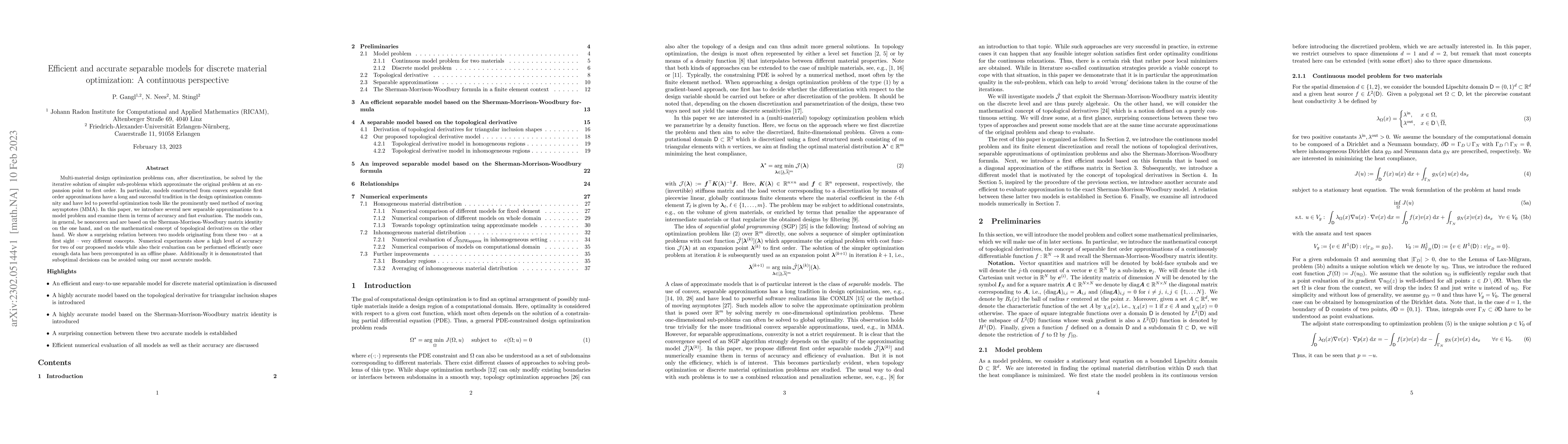 Thumbnail for Efficient and accurate separable models for discrete material
  optimization: A continuous perspective