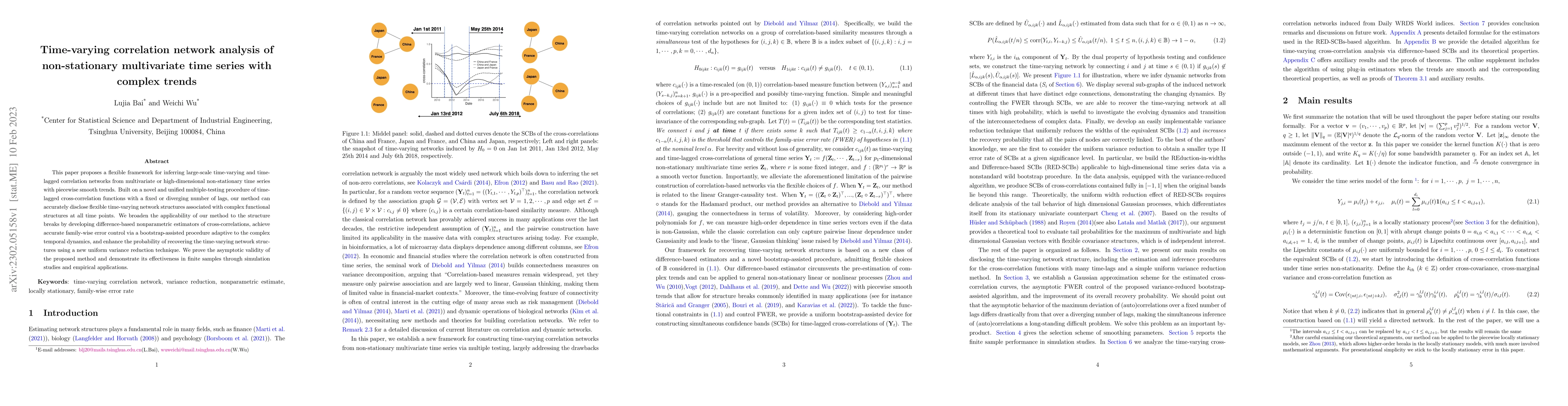 Thumbnail for Time-varying correlation network analysis of non-stationary multivariate
  time series with complex trends