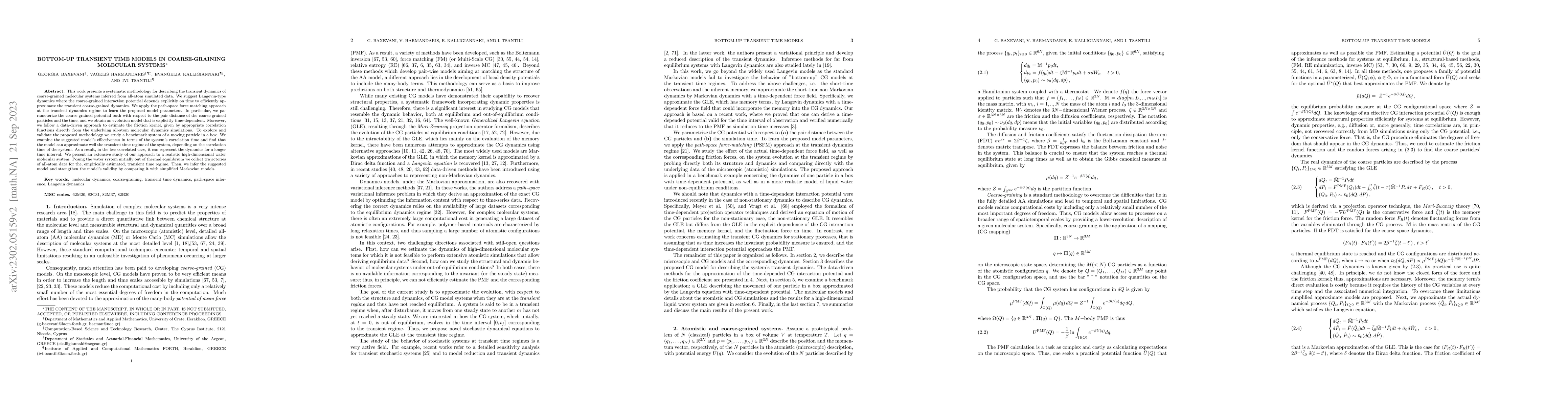 Thumbnail for Bottom-up transient time models in coarse-graining molecular systems