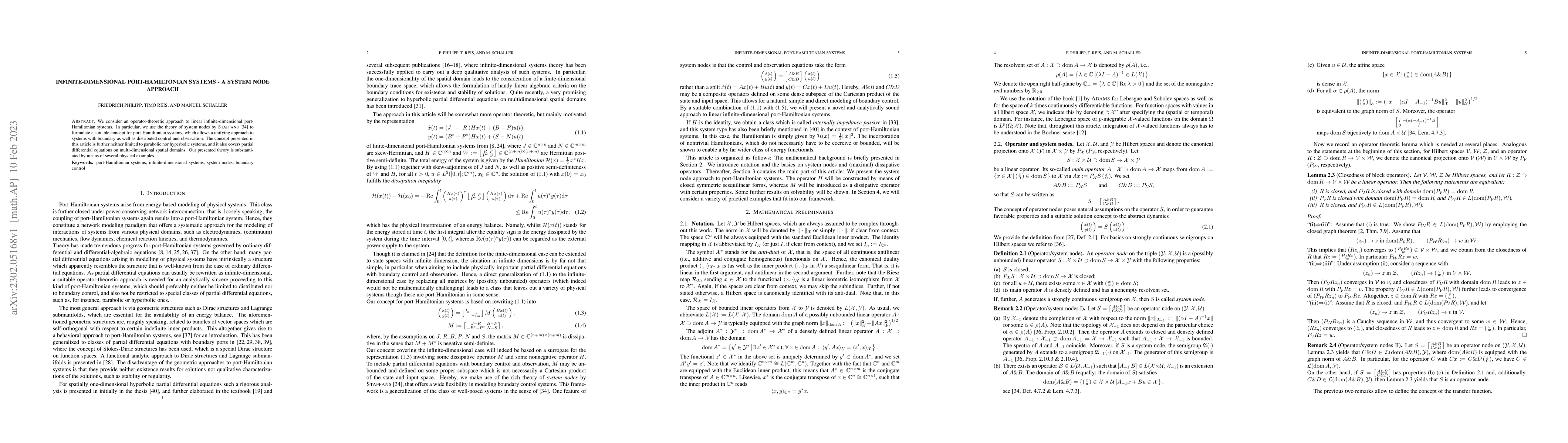 Thumbnail for Infinite-dimensional port-Hamiltonian systems -- a system node approach