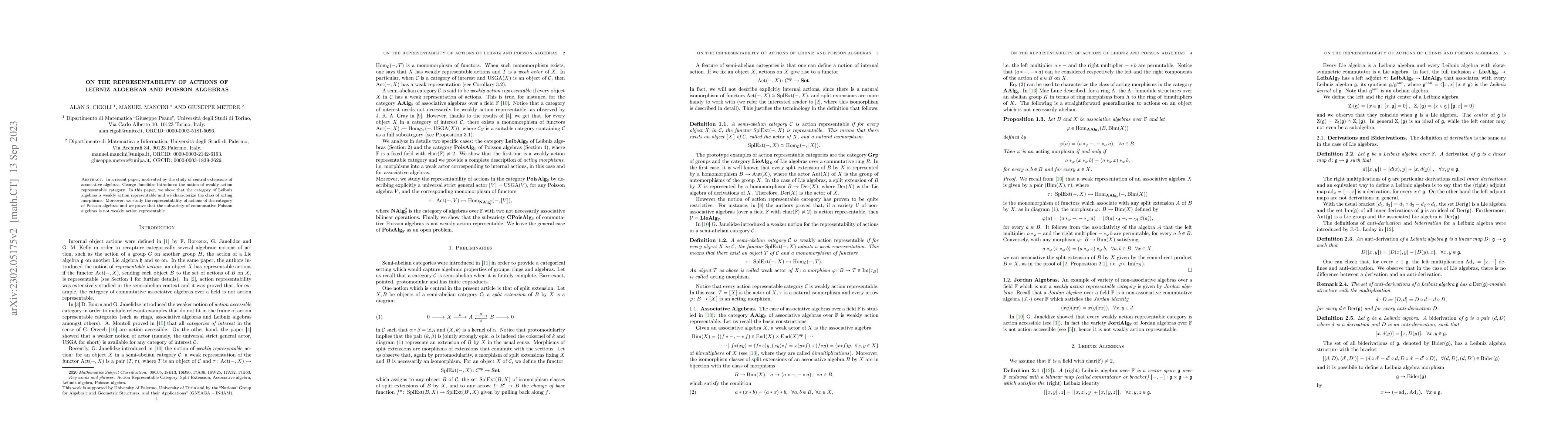 Thumbnail for On the representability of actions of Leibniz algebras and Poisson
  algebras