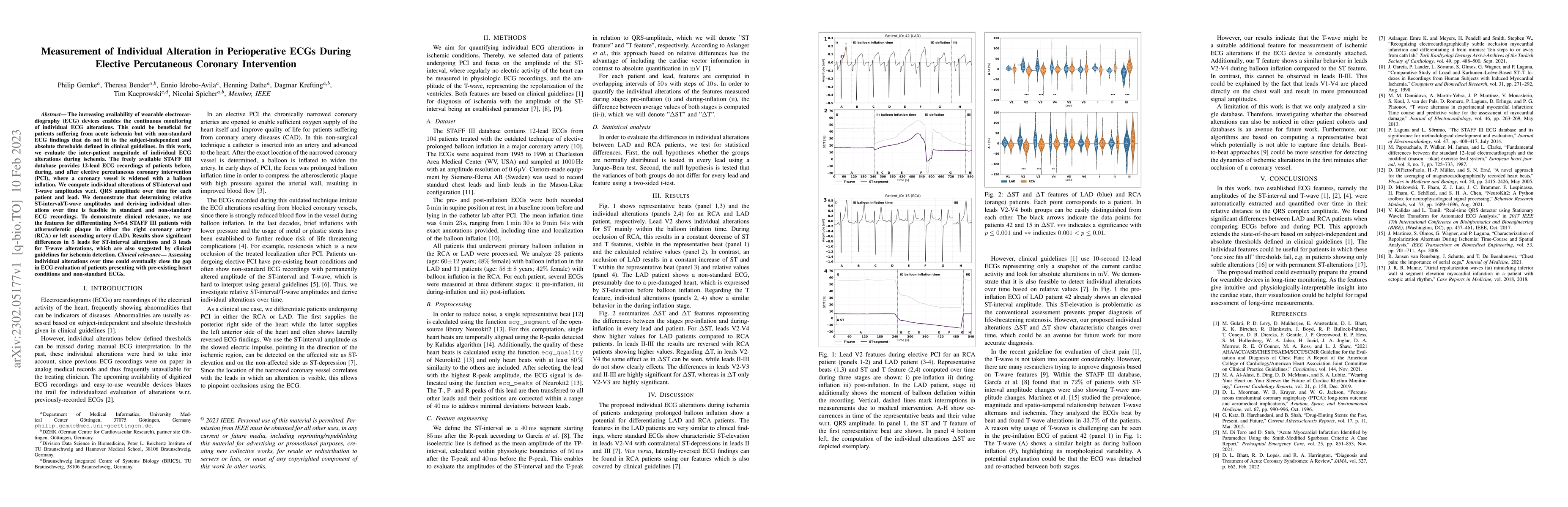 Thumbnail for Measurement of Individual Alteration in Perioperative ECGs During
  Elective Percutaneous Coronary Intervention