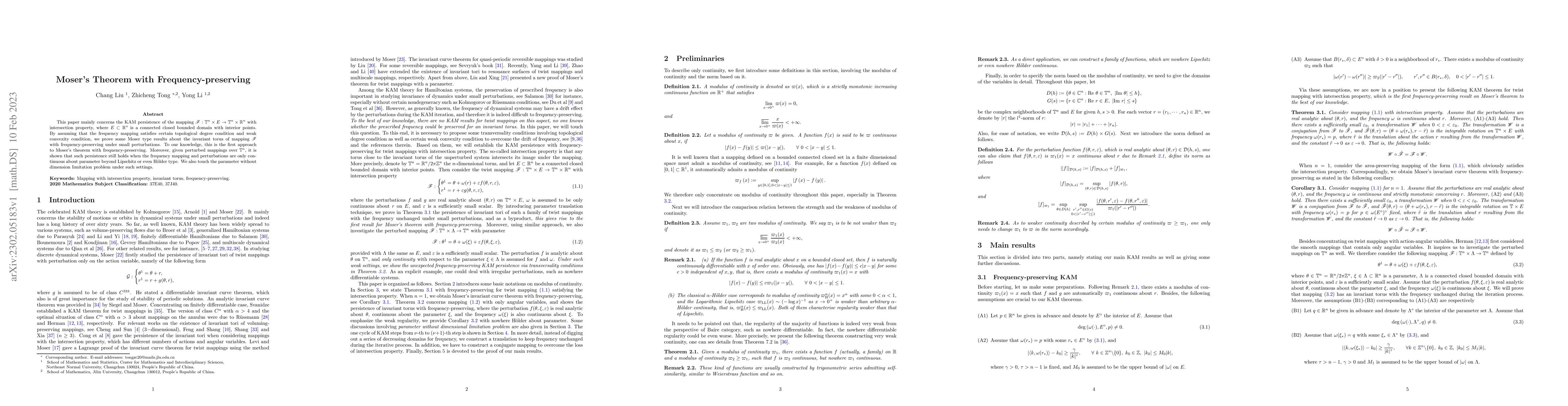 Thumbnail for Moser's Theorem with Frequency-preserving