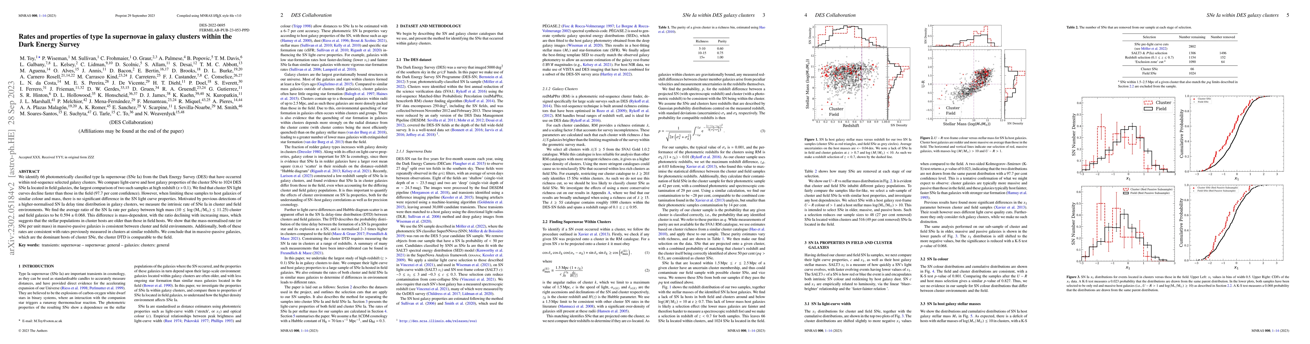 Thumbnail for Rates and properties of type Ia supernovae in galaxy clusters within the
  Dark Energy Survey