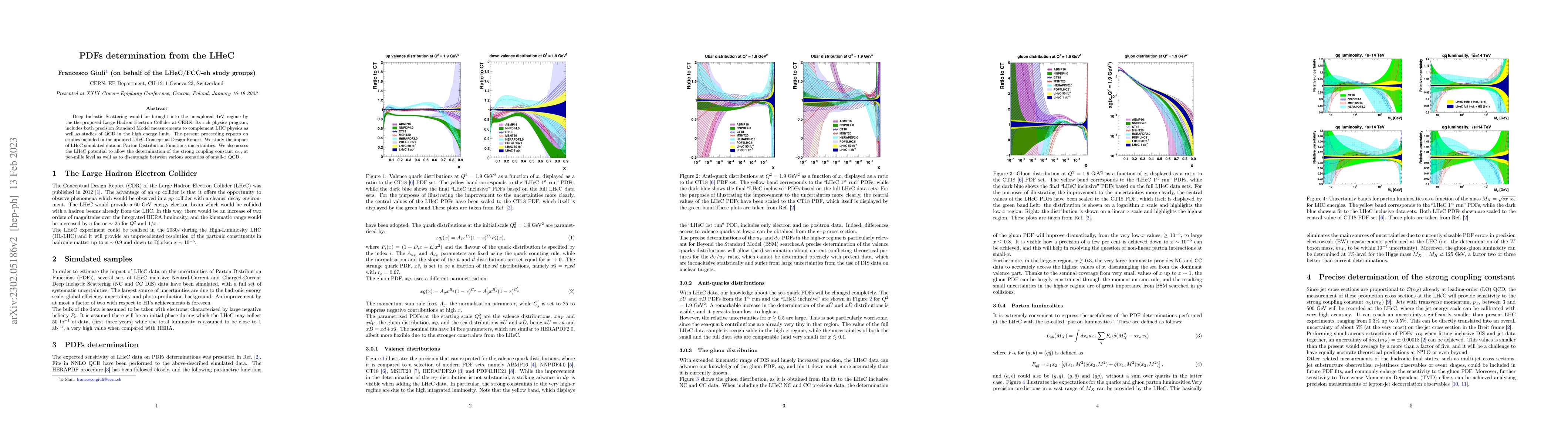 Thumbnail for PDFs determination from the LHeC