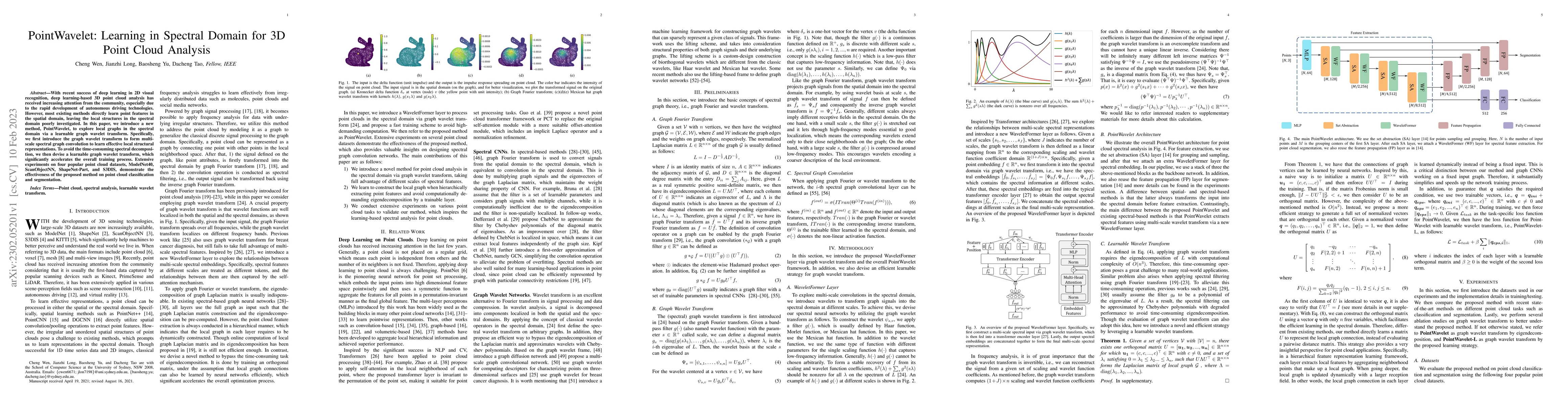 Thumbnail for PointWavelet: Learning in Spectral Domain for 3D Point Cloud Analysis