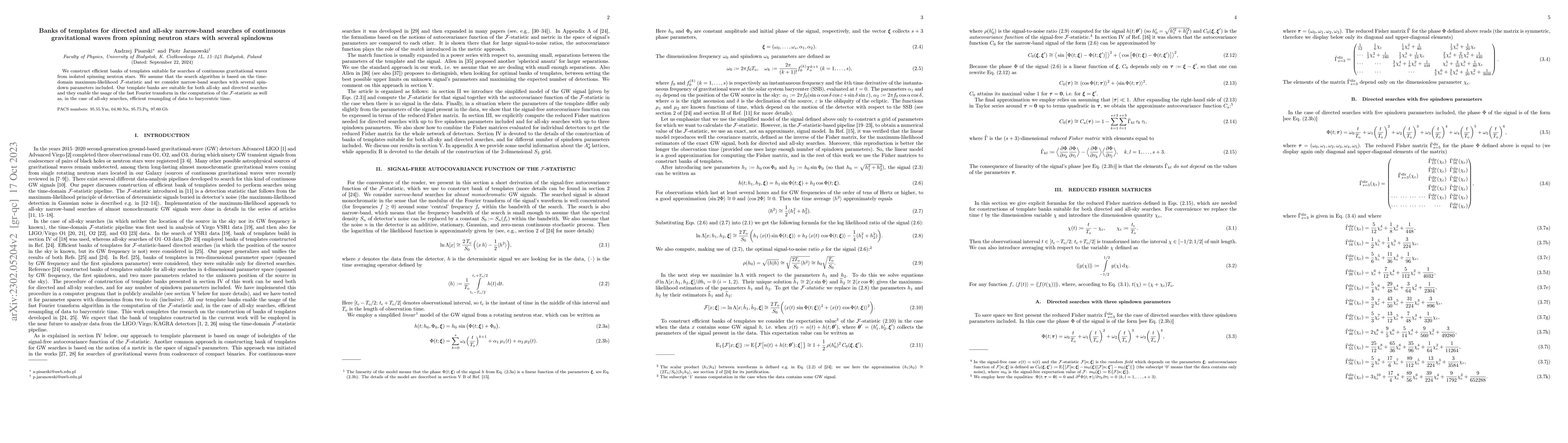 Thumbnail for Banks of templates for directed and all-sky narrow-band searches of
  continuous gravitational waves from spinning neutron stars with several
  spindowns