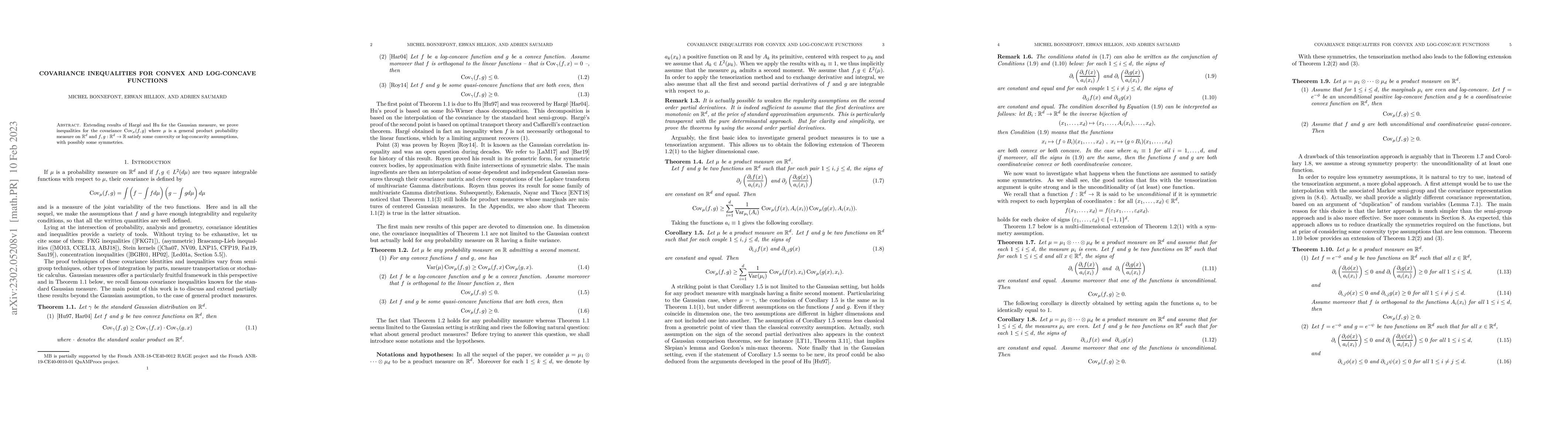 Thumbnail for Covariance inequalities for convex and log-concave functions