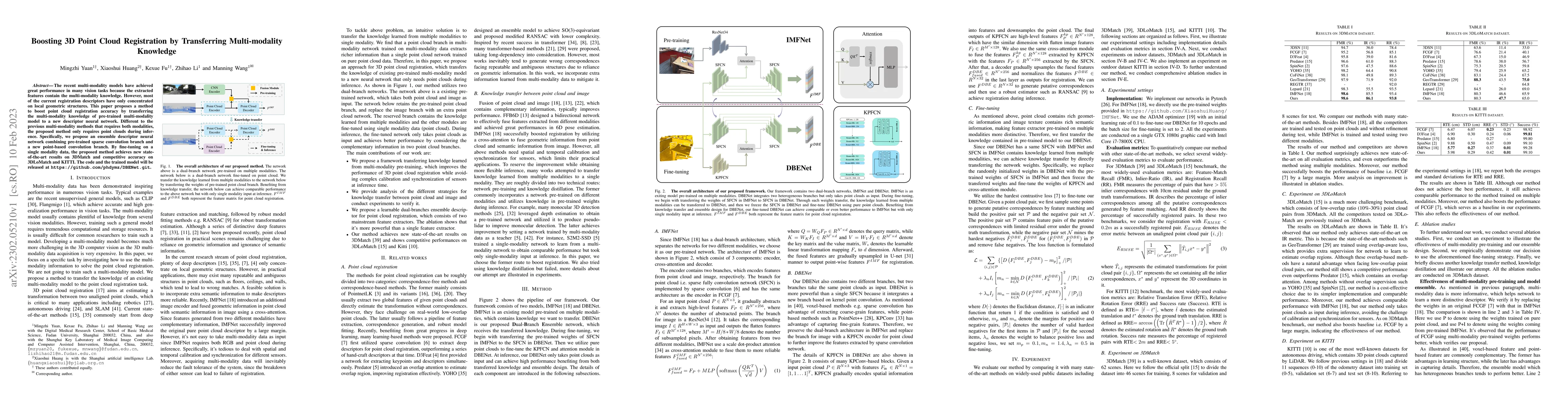 Thumbnail for Boosting 3D Point Cloud Registration by Transferring Multi-modality
  Knowledge