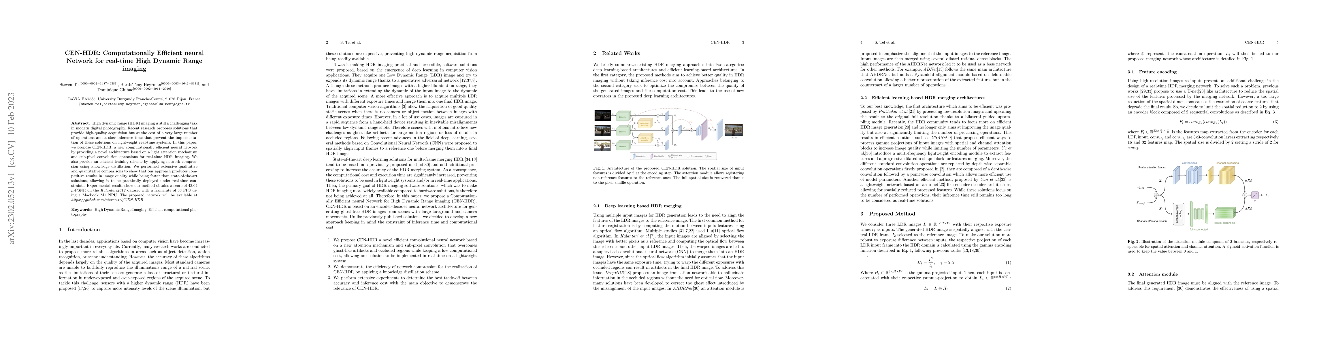 Thumbnail for CEN-HDR: Computationally Efficient neural Network for real-time High
  Dynamic Range imaging