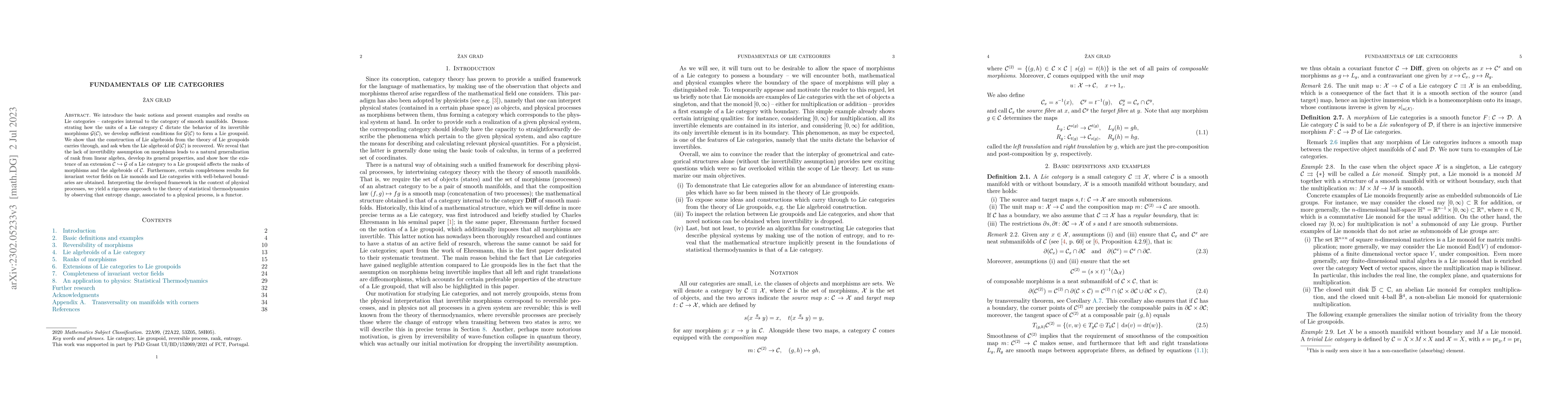 Thumbnail for Fundamentals of Lie categories