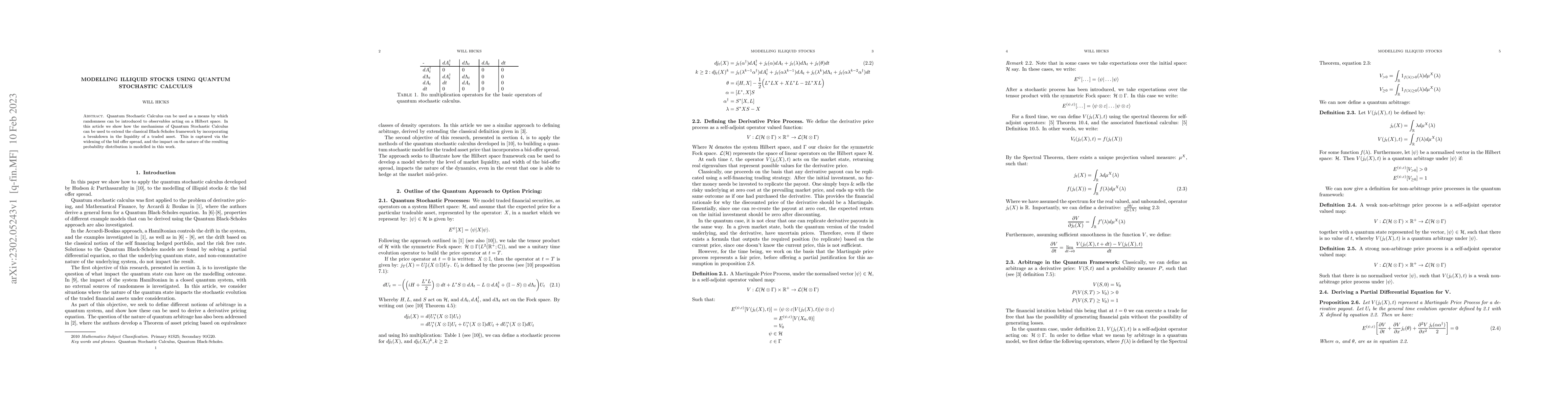 Thumbnail for Modelling Illiquid Stocks Using Quantum Stochastic Calculus