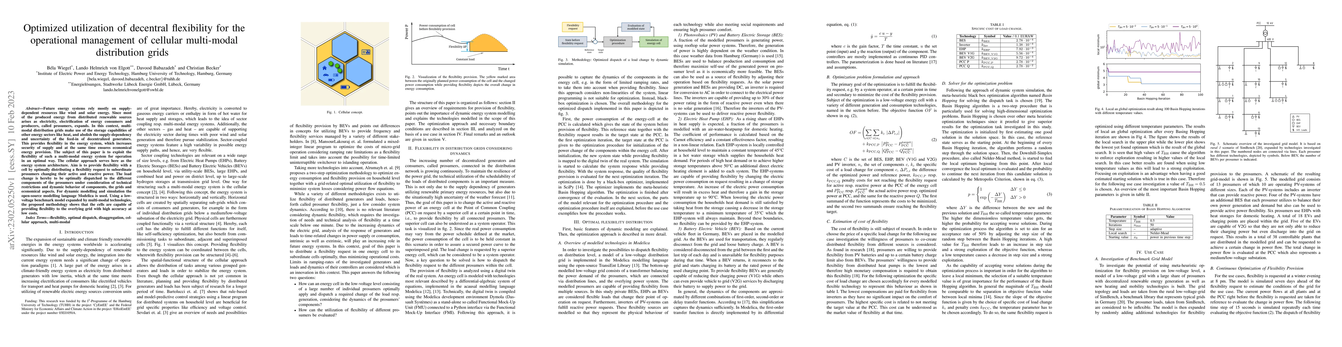 Thumbnail for Optimized utilization of decentral flexibility for the operational
  management of cellular multi-modal distribution grids