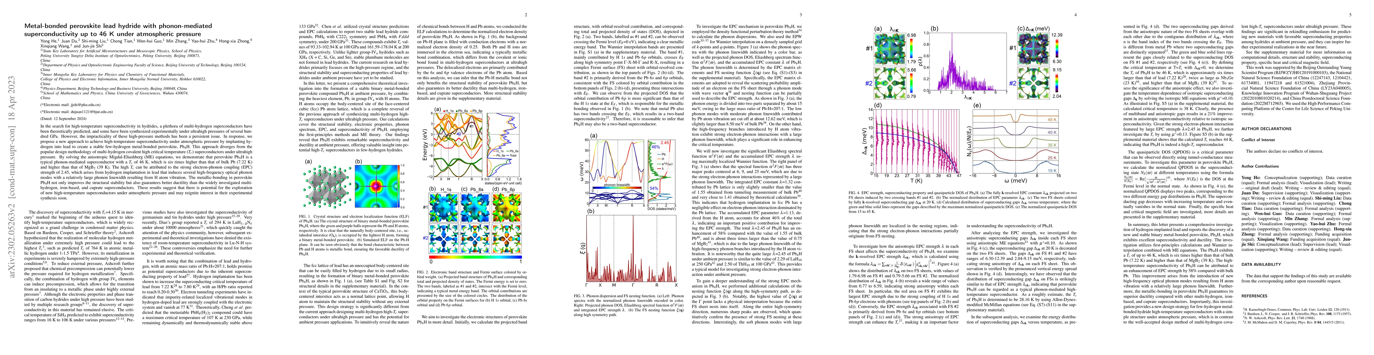 Thumbnail for Metal-bonded perovskite lead hydride with phonon-mediated
  superconductivity up to 46 K under atmospheric pressure