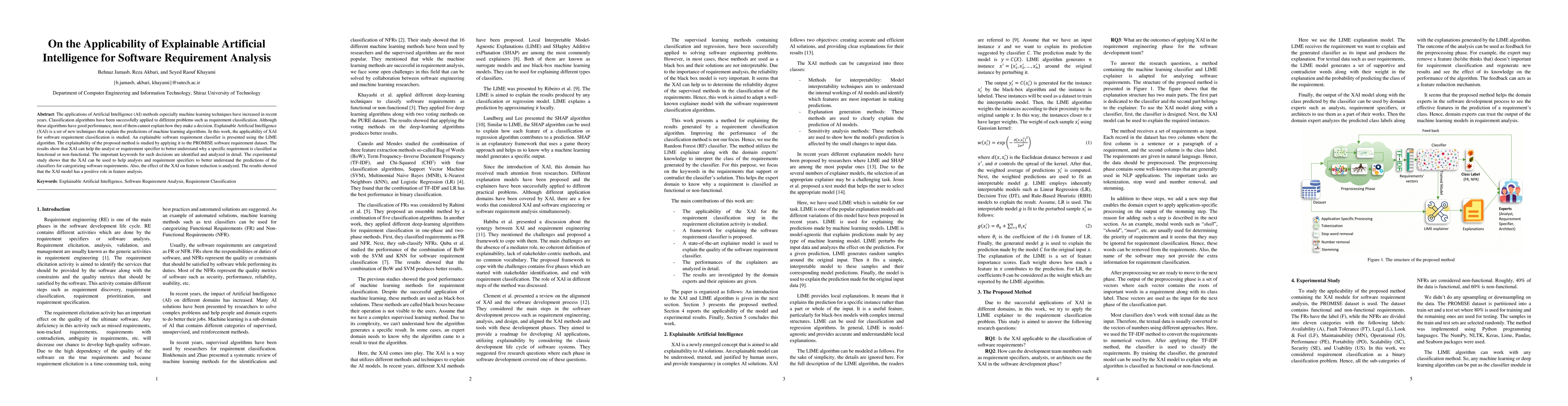 Thumbnail for On the Applicability of Explainable Artificial Intelligence for Software
  Requirement Analysis