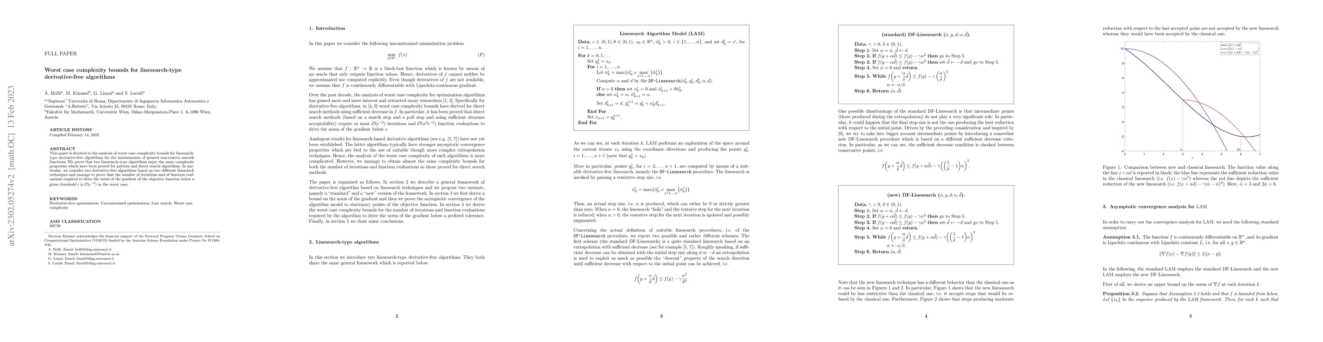 Thumbnail for Worst case complexity bounds for linesearch-type derivative-free
  algorithms