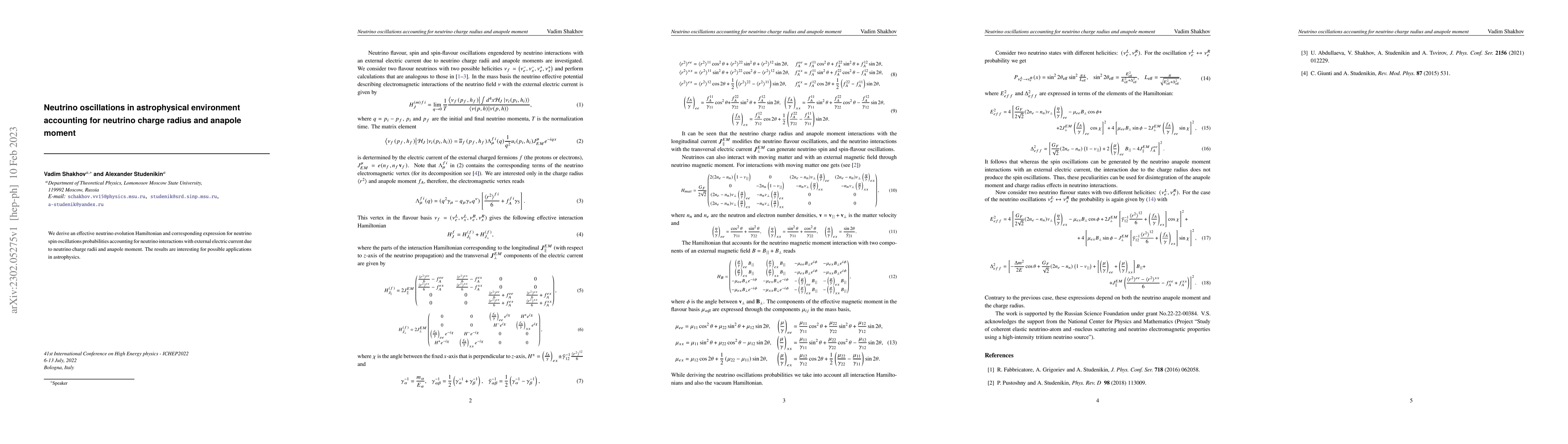 Thumbnail for Neutrino oscillations in astrophysical environment accounting for
  neutrino charge radius and anapole moment