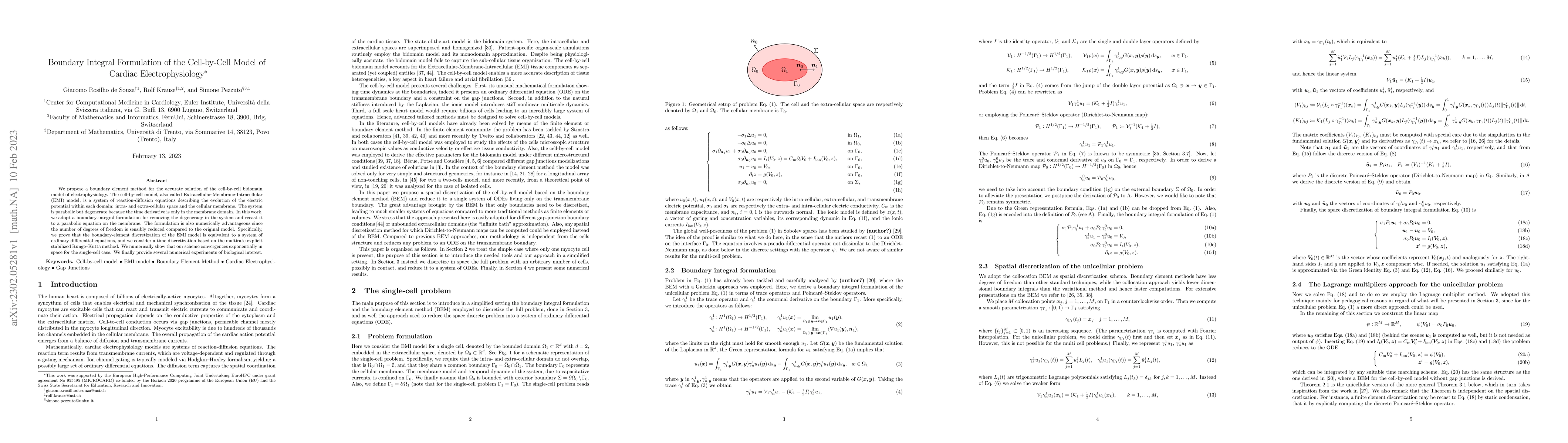 Thumbnail for Boundary Integral Formulation of the Cell-by-Cell Model of Cardiac
  Electrophysiology
