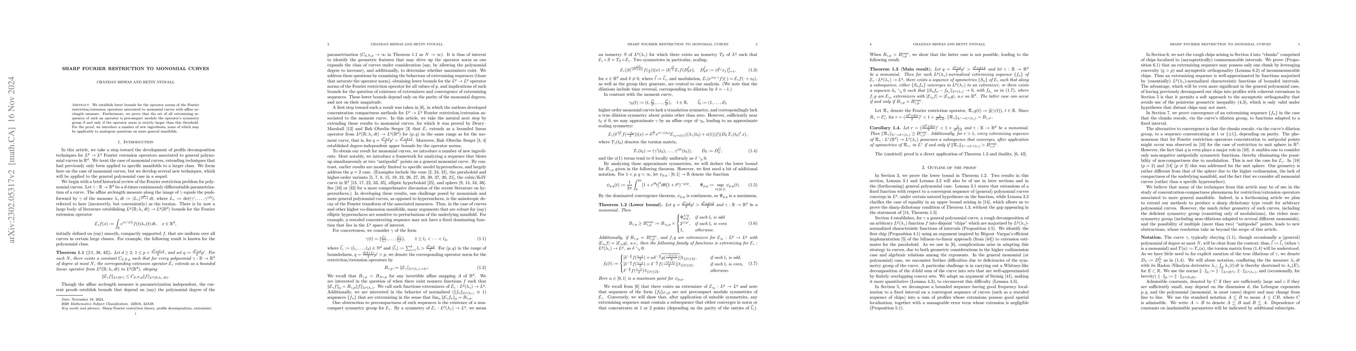 Thumbnail for Sharp Fourier restriction to monomial curves